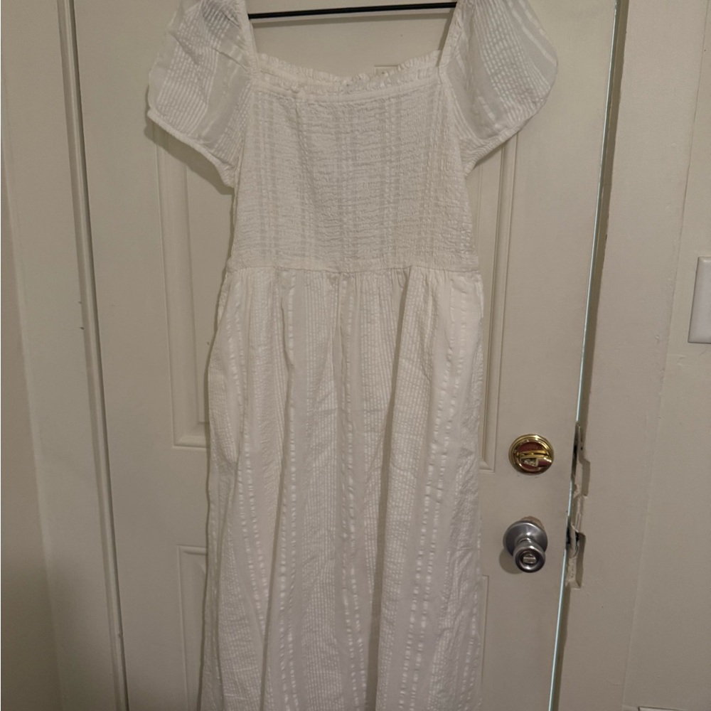 LOFT Cream Textured Dress
